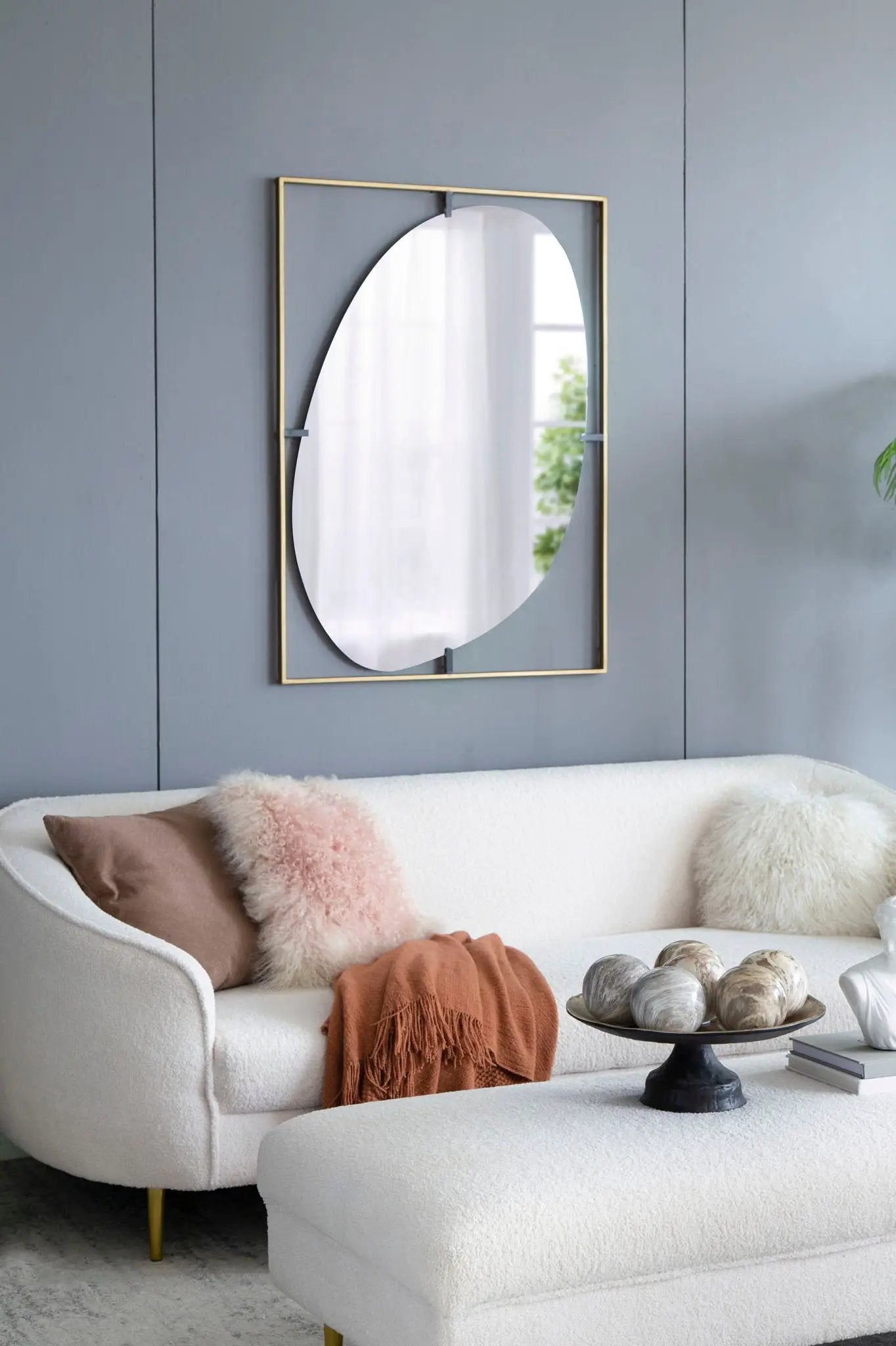 Poppy Mirror With Metal Frame Contemporary Design For Bathroom, Entryway Wall Decor by Unique Piece Furniture