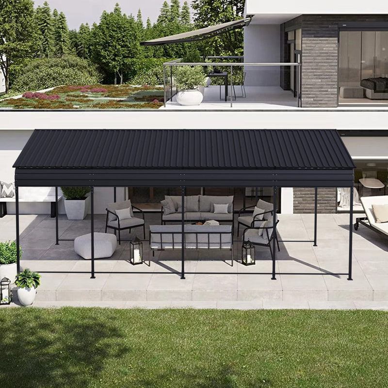 Heavy Duty Carport With Galvanized Roof And Enhanced Base - Anthracite by HouseOfZazla