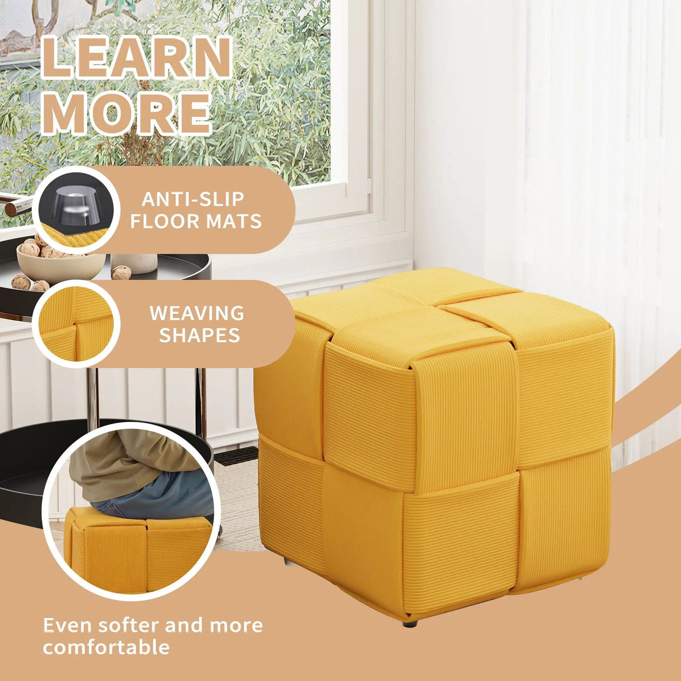 Modern Ottoman Foot Rest With Woven Design by Unique Piece Furniture