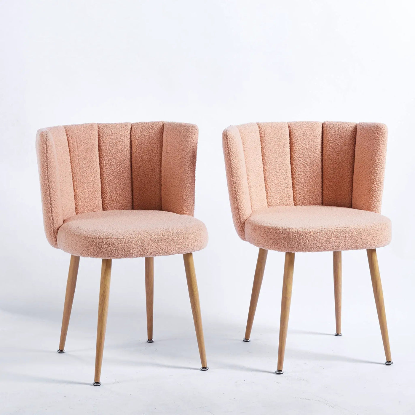 Modern Dining Chair (Set of 2) With Iron Tube Wood Color Legs, Shorthair Cushions And Comfortable Backrest, Suitable For Dining Room, Living Room, Cafe, Simple Structure by Unique Piece Furniture