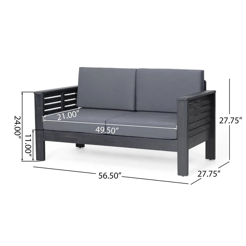 Acacia Wood Loveseat And Coffee Table Set With Cushions by HouseOfZazla