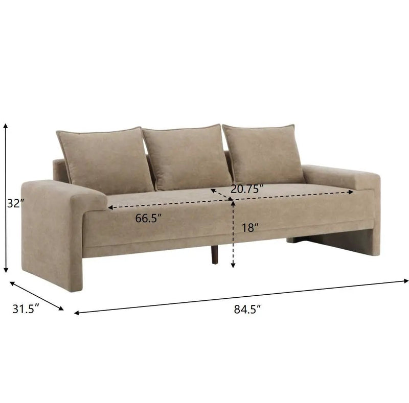 Algora 84.5 in. 3 Seater Modern Upholstered Velvet Sofa, Nomad by HouseOfZazla