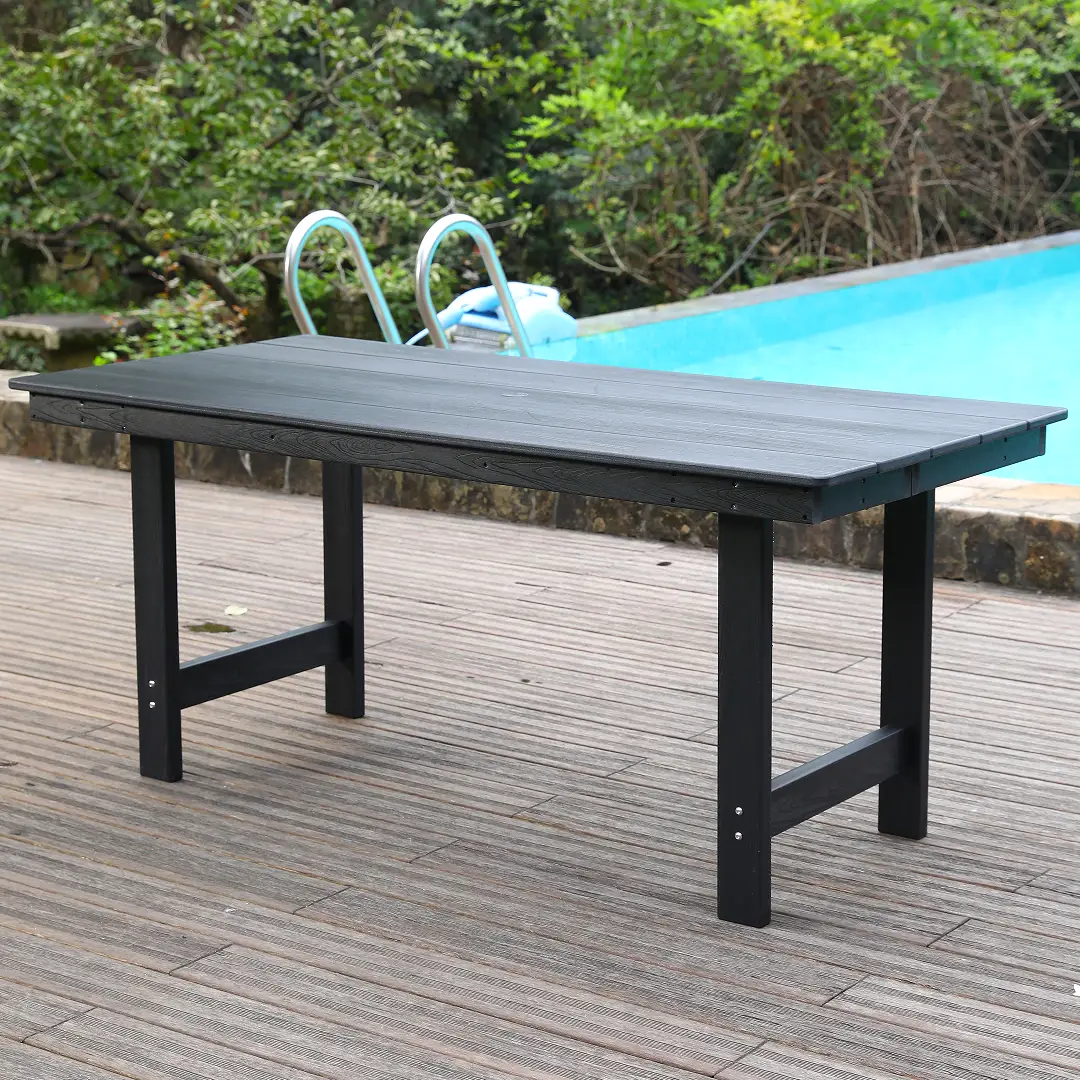 HDPE Patio Dining Family Table with Umbrella Hole by HouseOfZazla