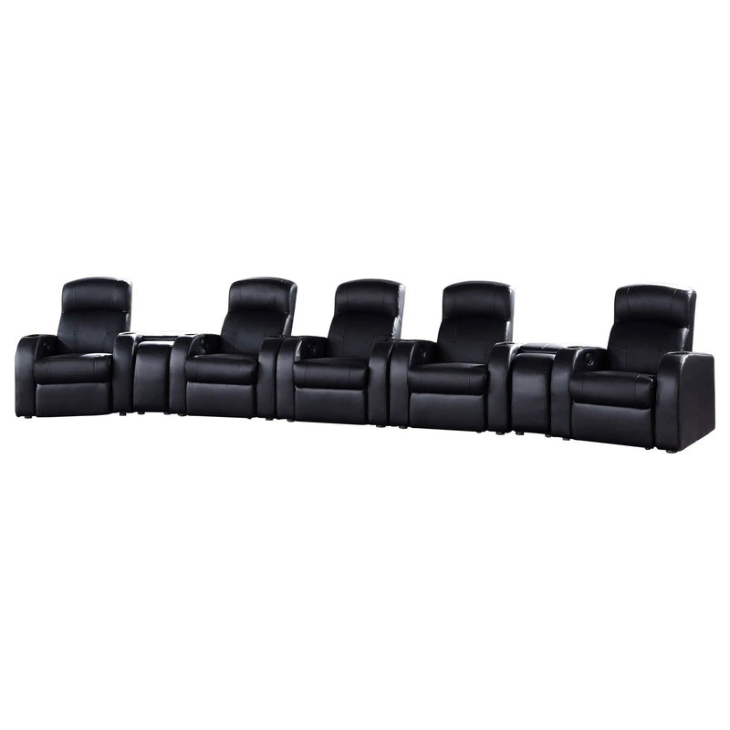 Franky - 7 Piece Seater Home Theater Set, Reclining Chairs & Storage Consoles - Black by HouseOfZazla