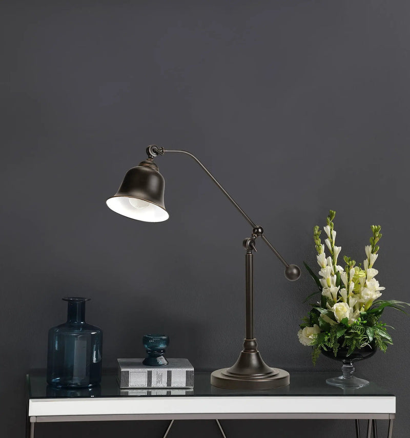 Eduardo 25-inch Bell Down Bridge Table Lamp Dark Bronze by Unique Piece Furniture