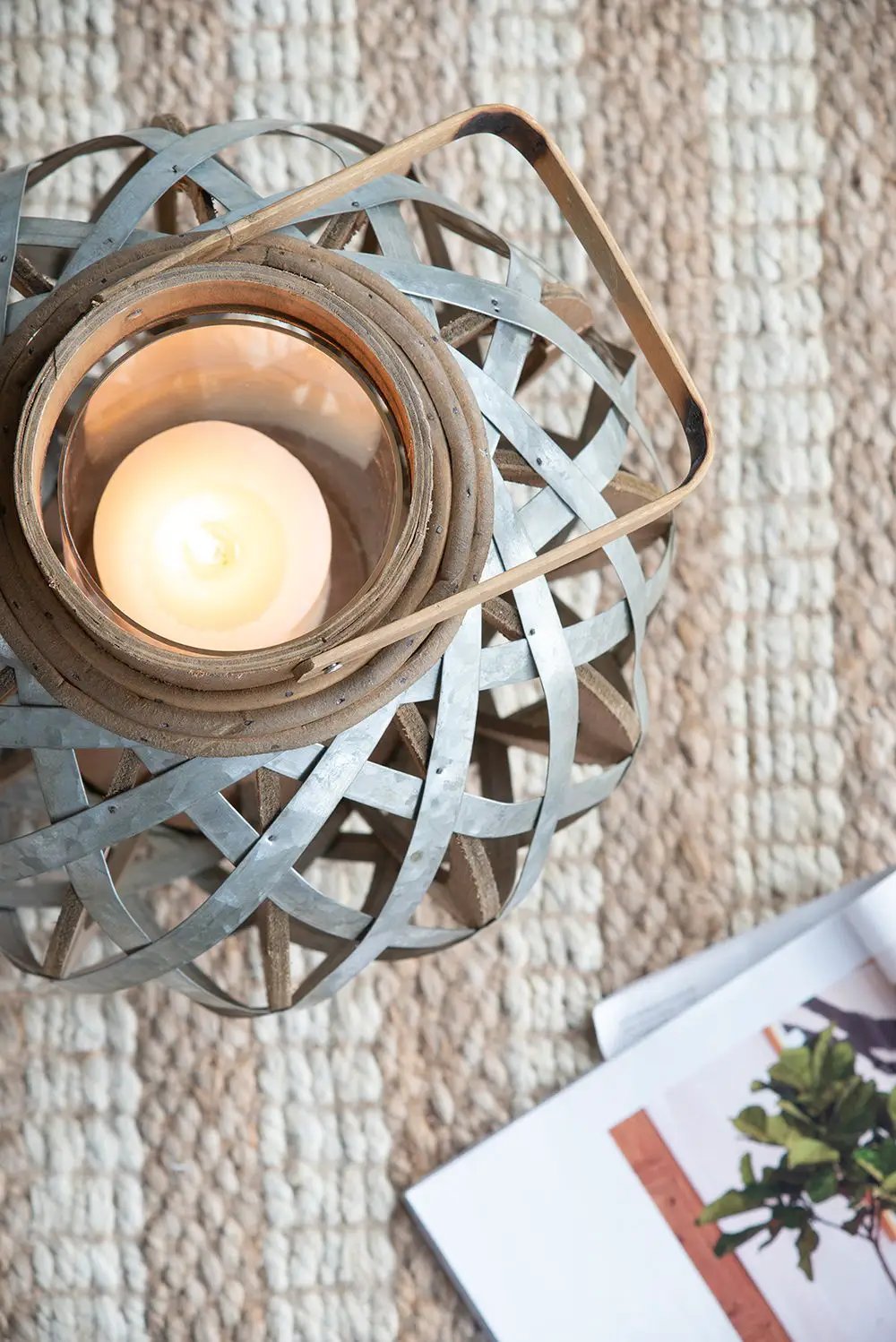 Decorative Lantern With Handle, Wooden Lantern For Indoor Outdoor, Home Garden, Wedding - Silver by Unique Piece Furniture