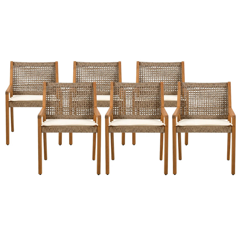 Outdoor Dining Chair Set - Acacia Wood and Wicker by HouseOfZazla