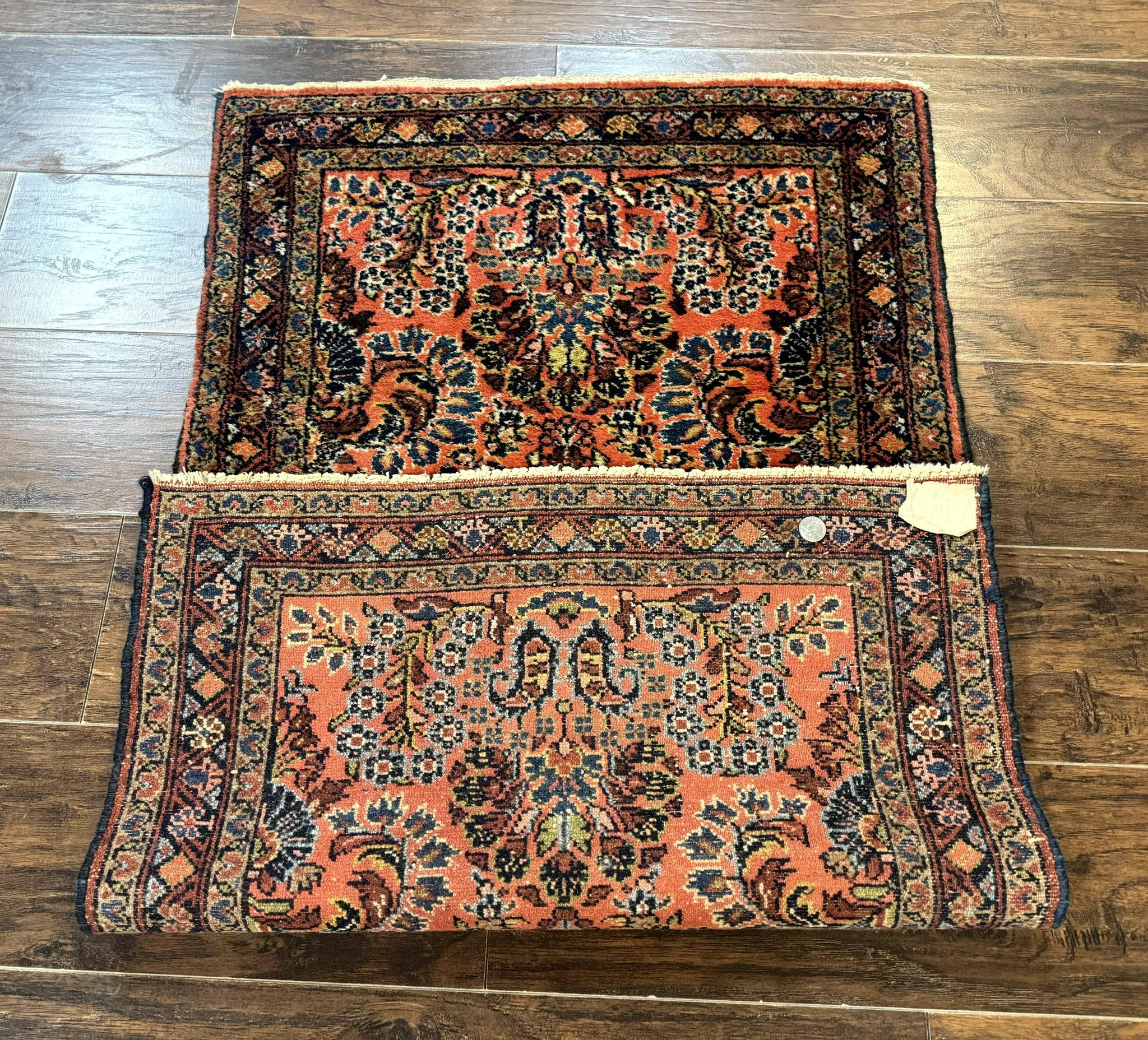 Antique Persian Lilihan Rug 2x4, Red, Floral, Wool, Handmade Lilian Persian Carpet by Jewel Rugs