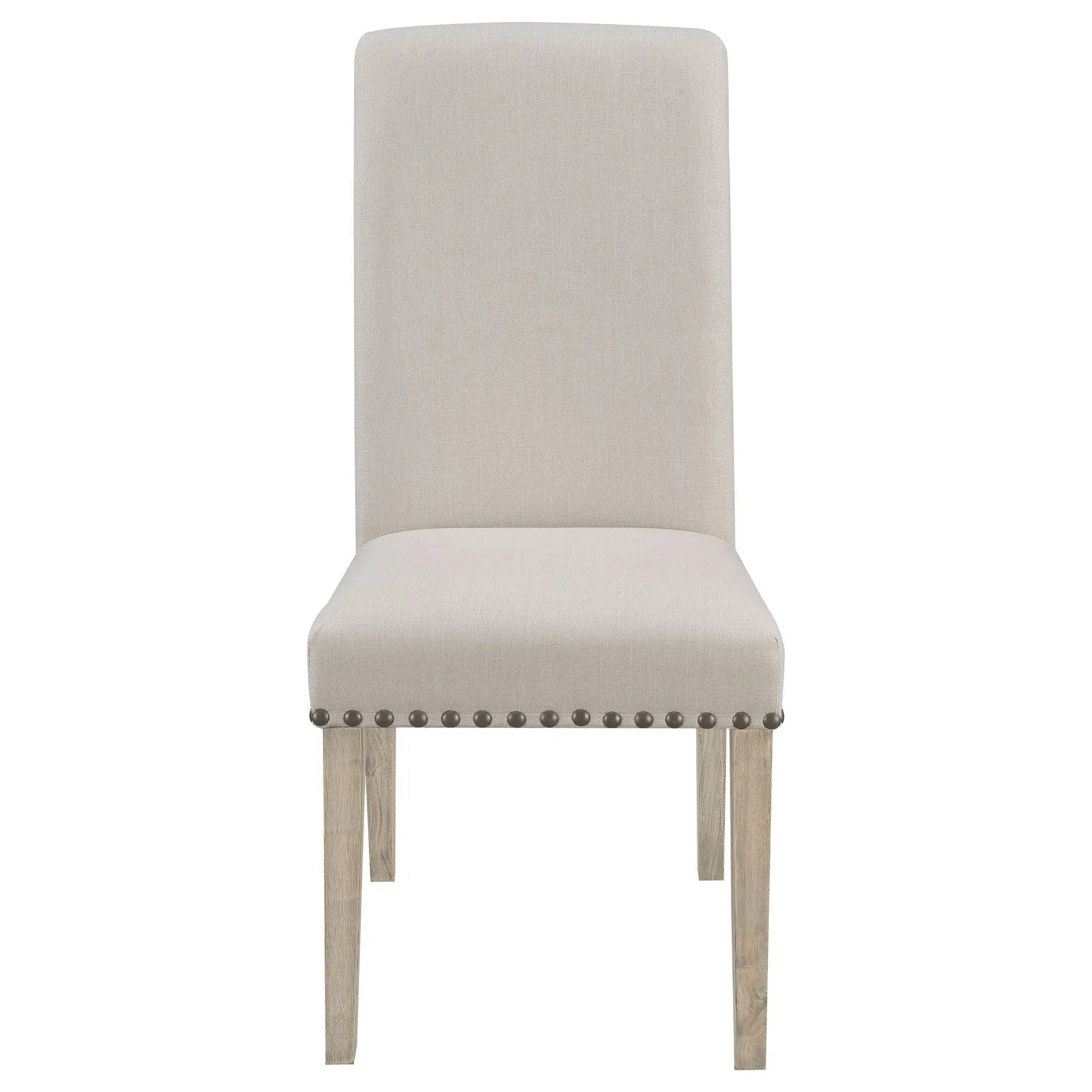 Upholstered Dining Chair With Rolled Edge Seat Back (Set of 2) - Beige