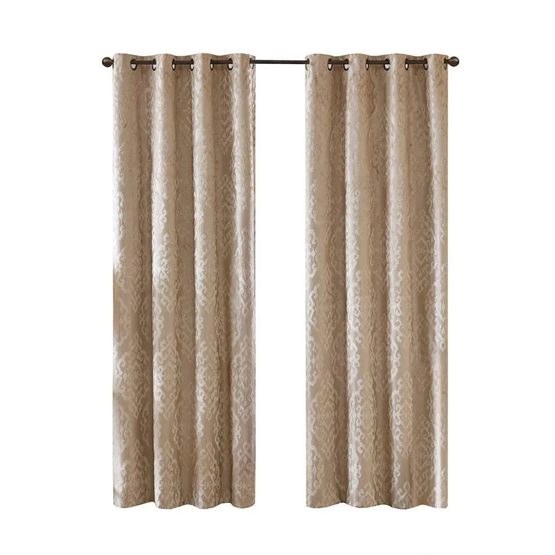 Knitted Jacquard Damask Total Blackout Grommet Top Curtain Panel by HouseOfZazla