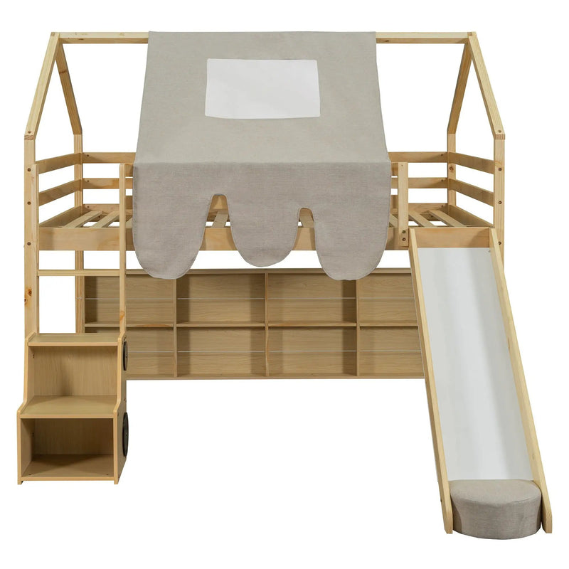 Loft Bed With House Shaped Frame And Tent by HouseOfZazla