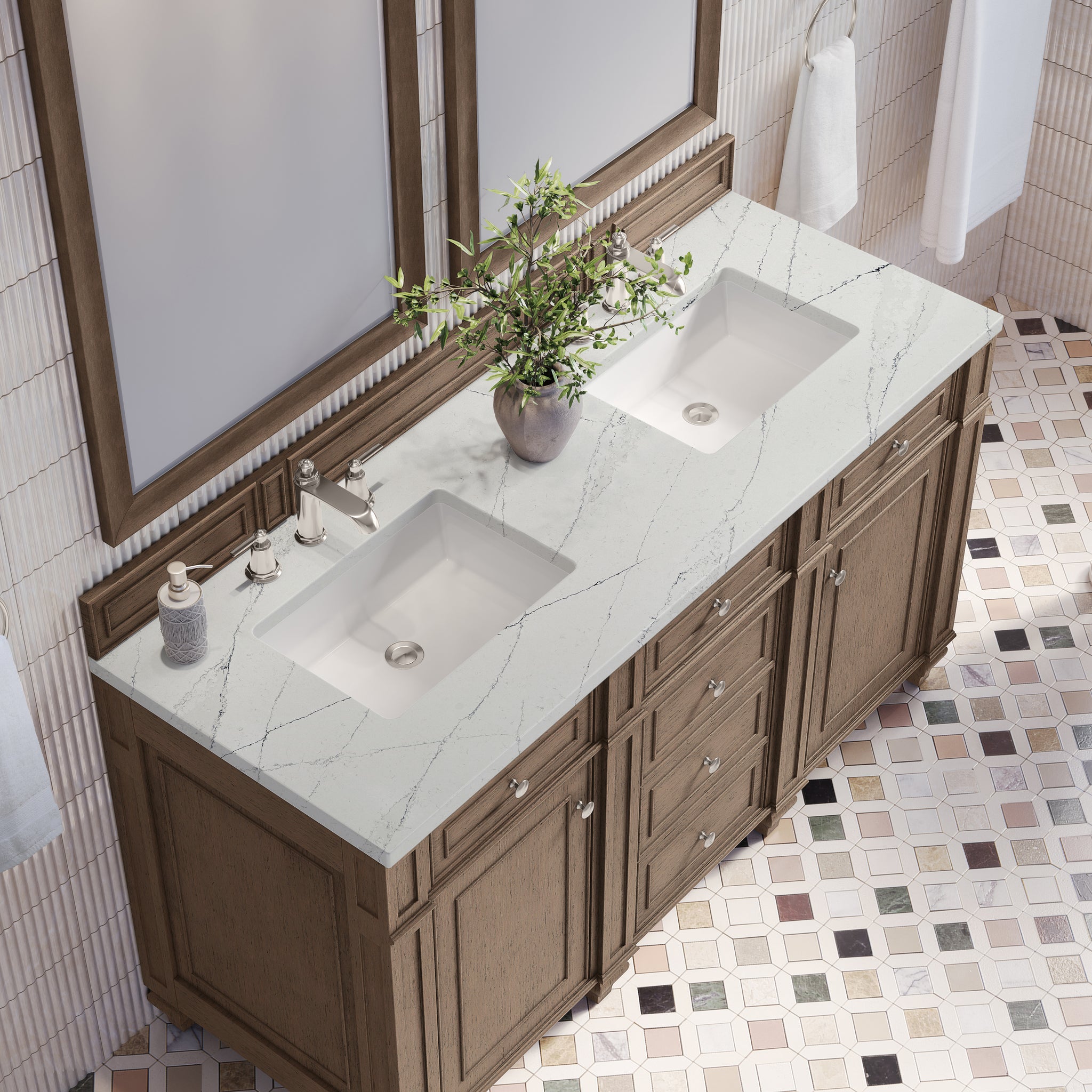 James Martin Bristol 60" Double Bathroom Vanity, Whitewashed Walnut, view 35