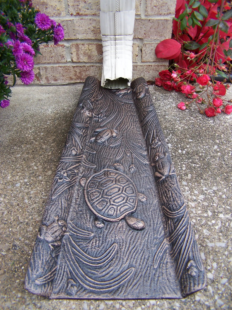 Bronze 22.5-in Cast Aluminum Downspout Gutter Turtle Splash Block by Sharicks