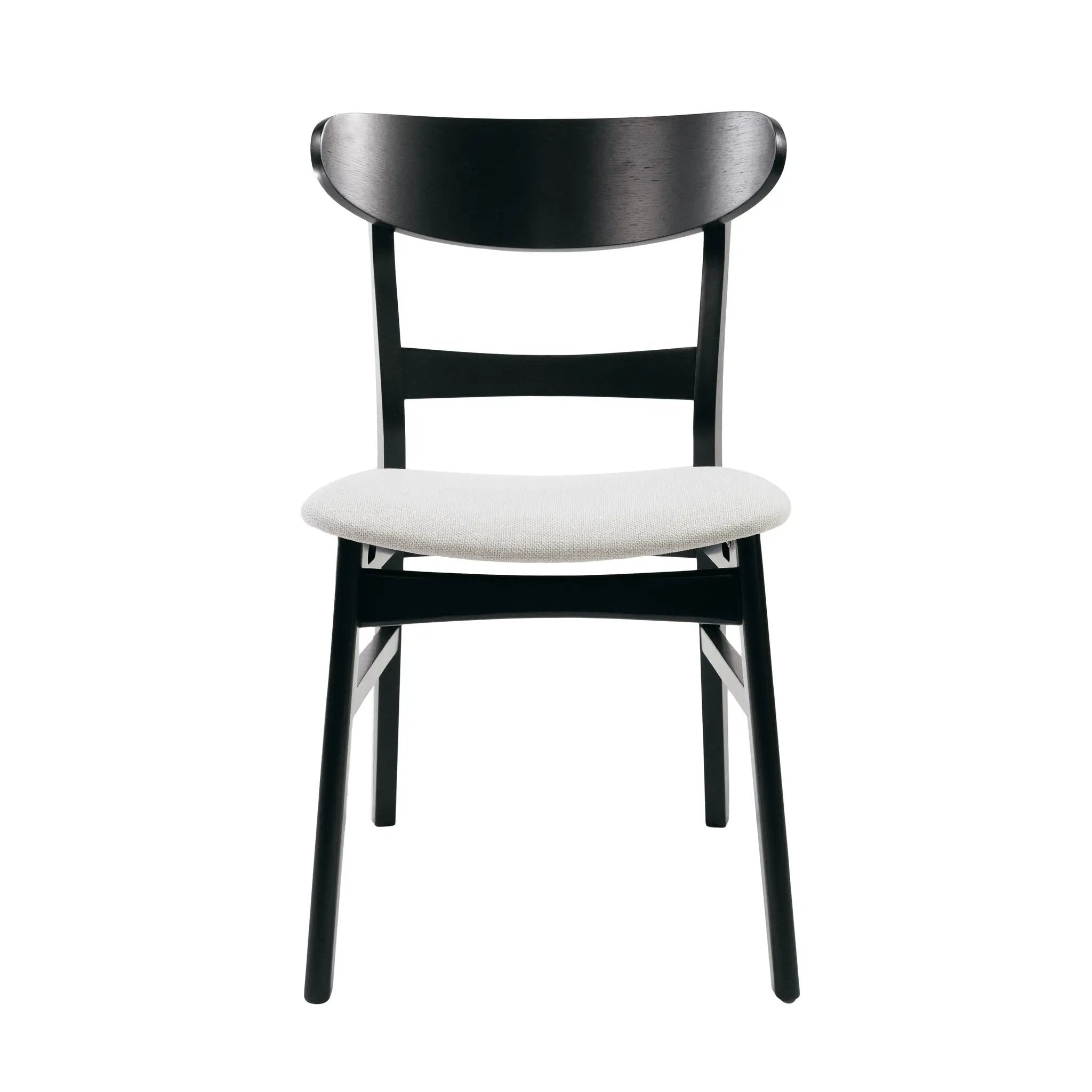 Set of 2 Mid-Century Dining Chairs - Upholstered Seat, Rubberwood Legs by HouseOfZazla