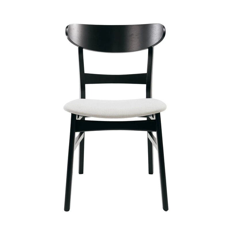 Set of 2 Mid-Century Dining Chairs - Upholstered Seat, Rubberwood Legs by HouseOfZazla