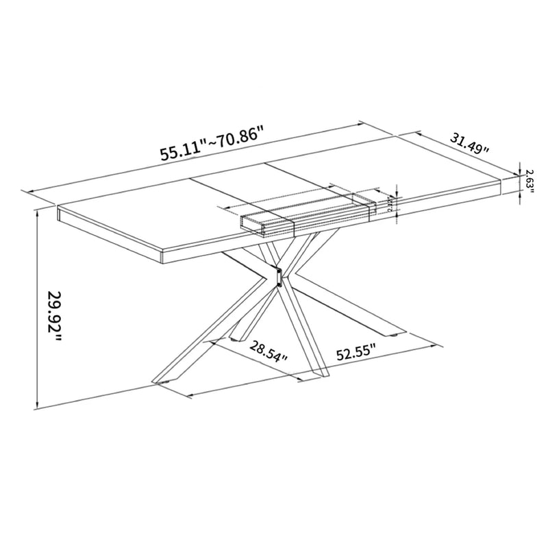 Rectangular Stretch Dining Table With 4 Chairs - Black / Gray by HouseOfZazla
