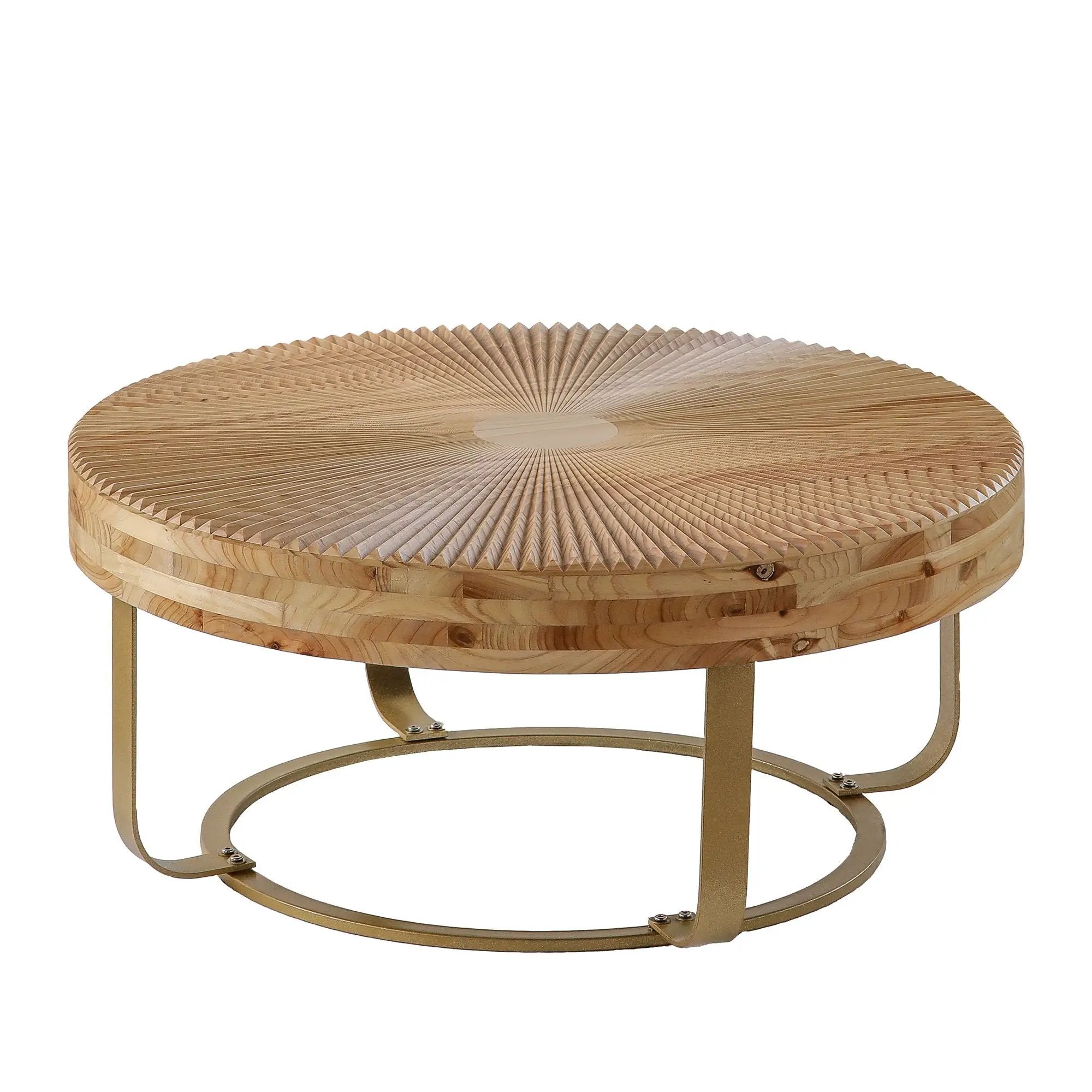 Modern Round Coffee Table With Wooden Carving Pattern by HouseOfZazla