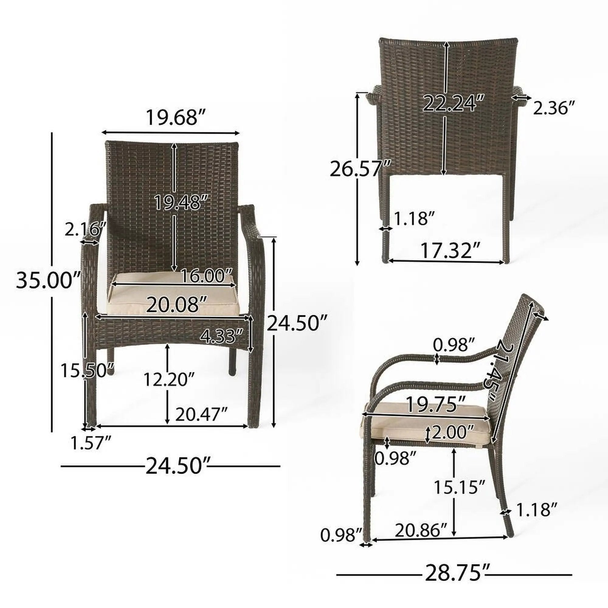 6 Pcs Outdoor Acacia Wood Dining Set with PE Rattan Stacking Chair by HouseOfZazla