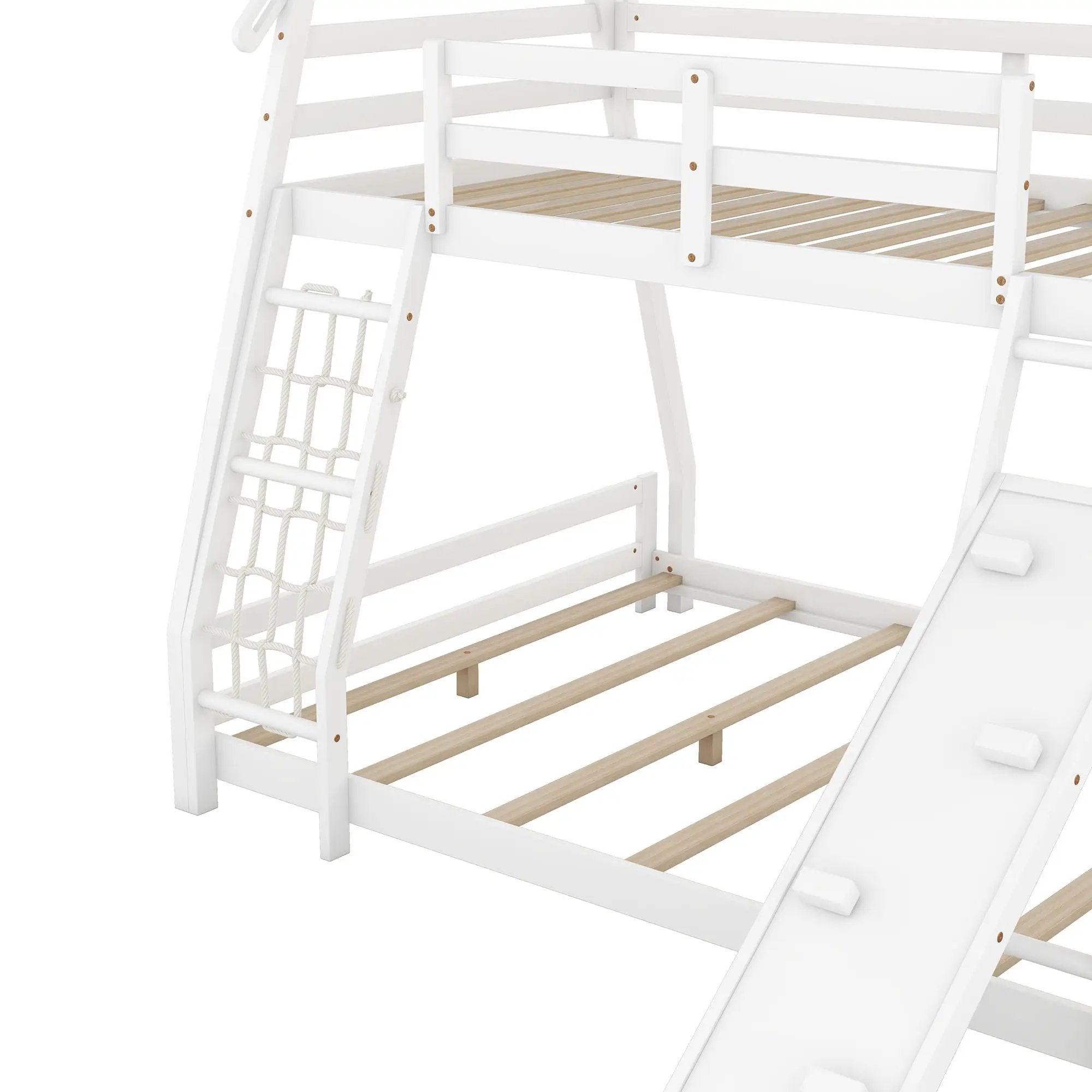 Georgiana - Twin Over Queen House Bunk Bed With Climbing Nets And Climbing Ramp by Unique Piece Furniture