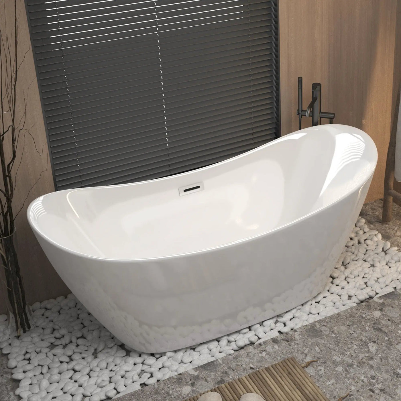 Freestanding Tub With Overflow And Pop Up Drain, Ergonomic Design by HouseOfZazla
