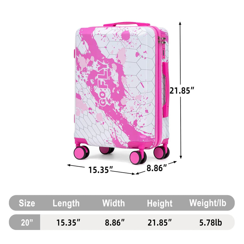 20 Inch PC Spinner Wheel Luggage - Pink by HouseOfZazla