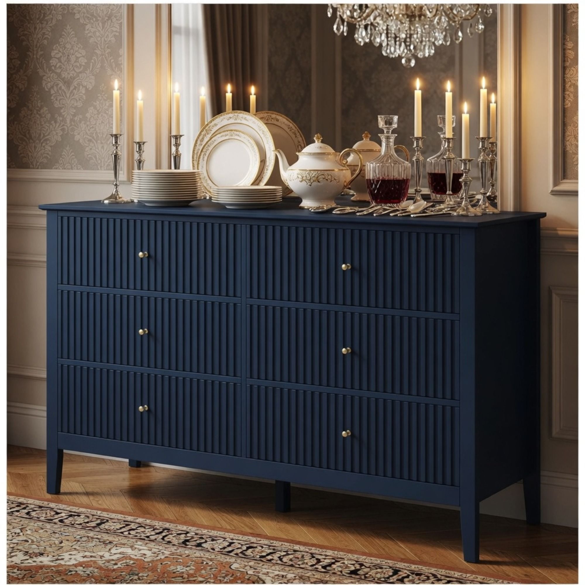 Modern 6 Drawer Fluted Dresser by HouseOfZazla