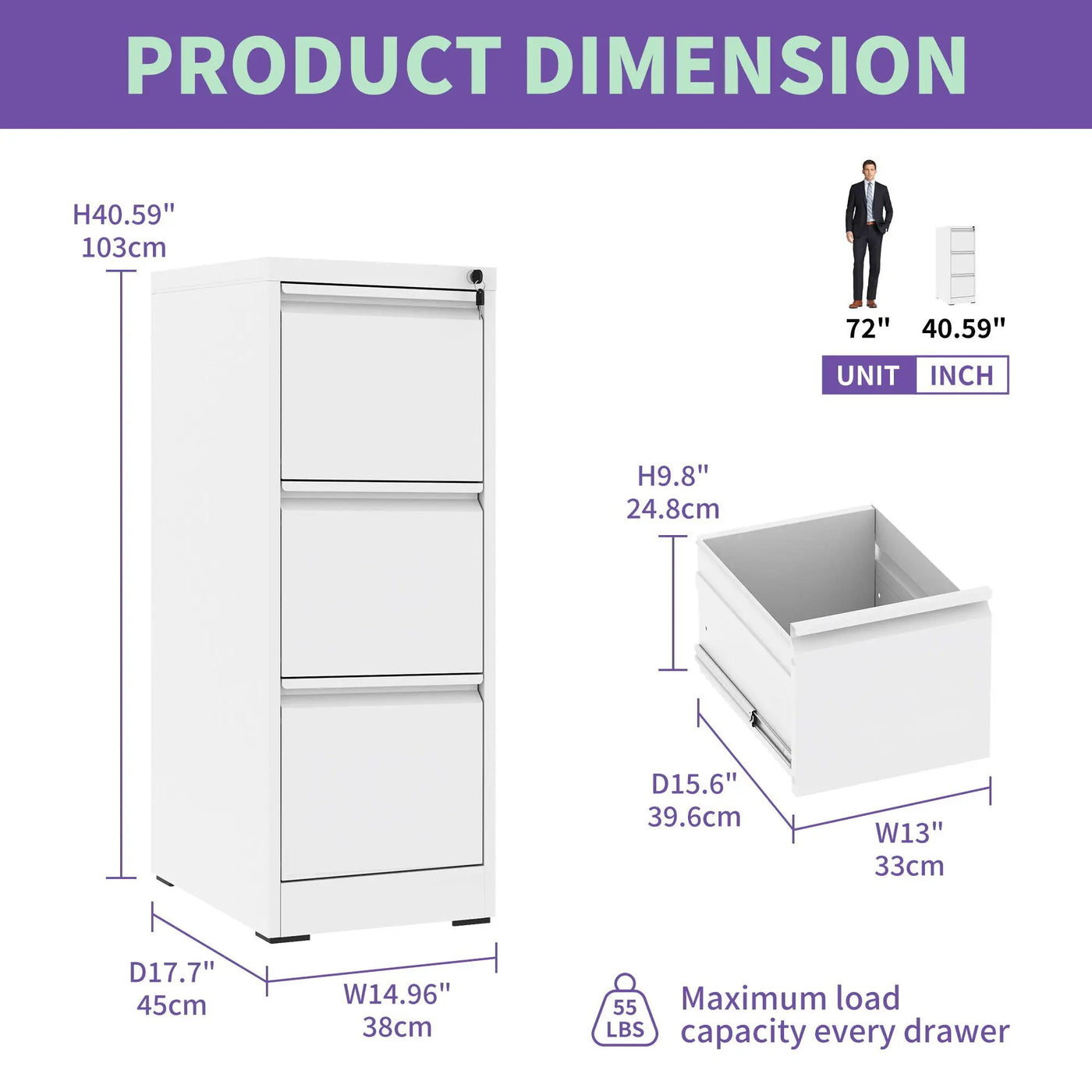 Steel Drawer Vertical File Cabinet With Lock For A4 Legal / Letter Size by HouseOfZazla