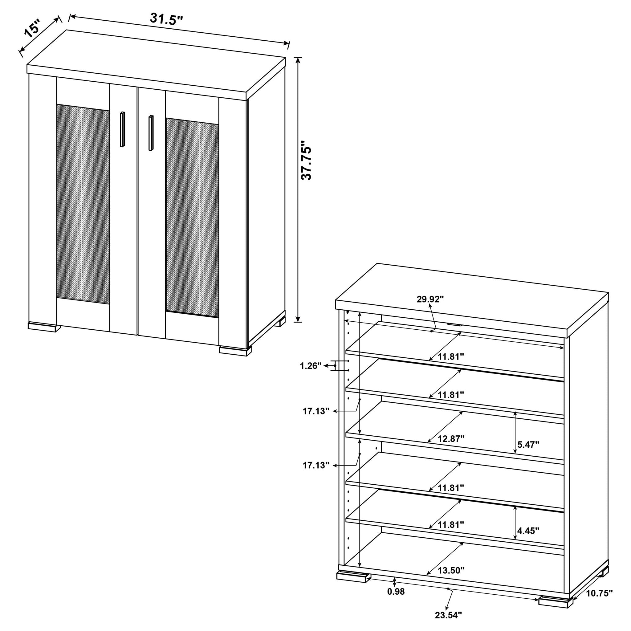 Door Accent Cabinet With Screens - Brown by HouseOfZazla