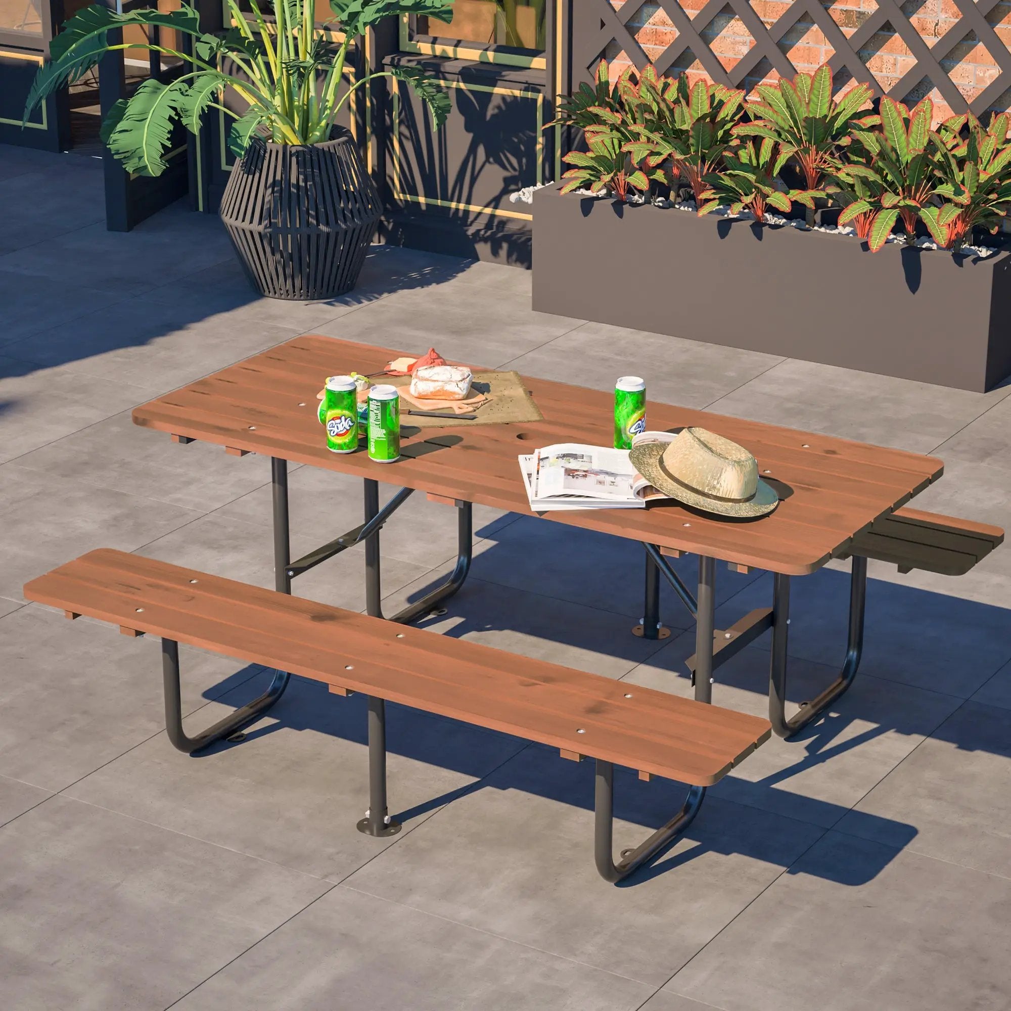 72" Rectangular Outdoor Picnic Table for 6 Person by HouseOfZazla