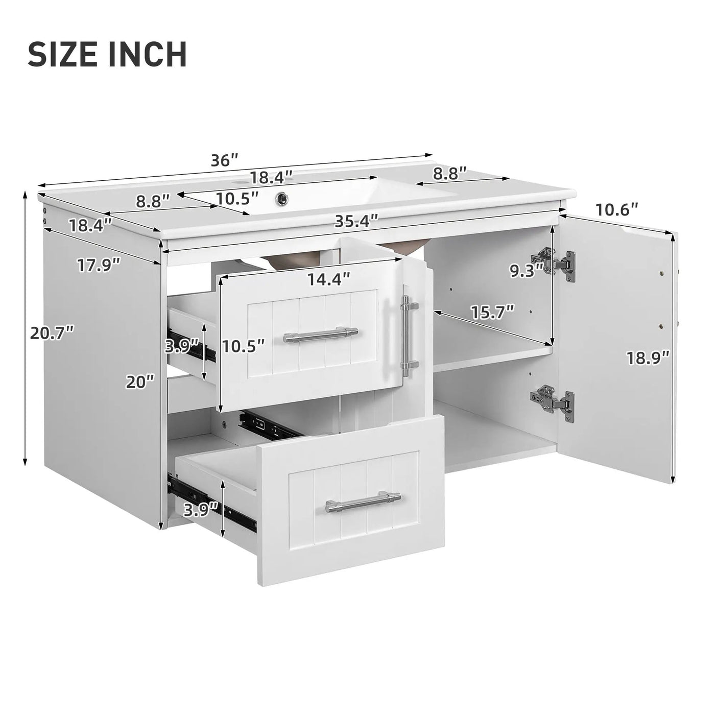 Wall Mounted Bathroom Vanity & Sink, 2 Drawers by HouseOfZazla