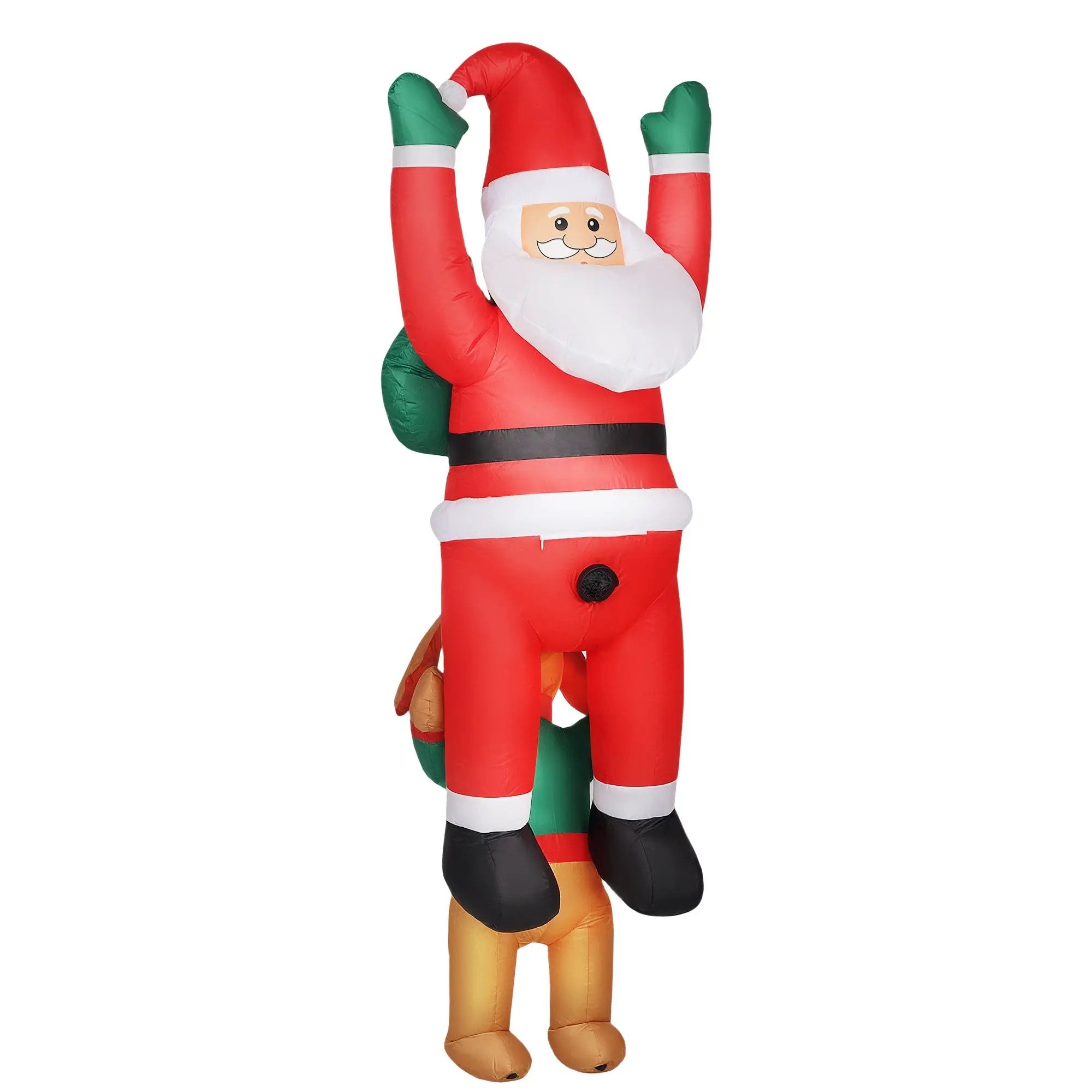 7ft Hanging Christmas Inflatable Santa with Dog by HouseOfZazla