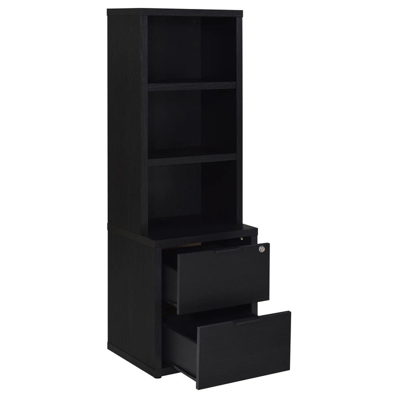 Westpark 3-shelf Bookcase USB and Lockable Drawer Black by Unique Piece Furniture