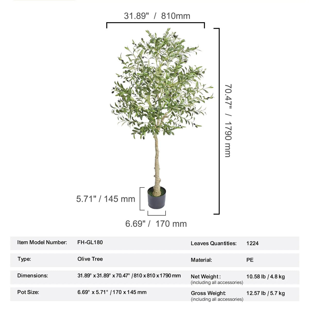 Artificial Olive Tree - 6 FT Tall Faux Plant by HouseOfZazla