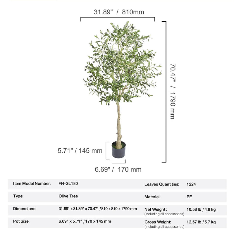Artificial Olive Tree - 6 FT Tall Faux Plant by HouseOfZazla