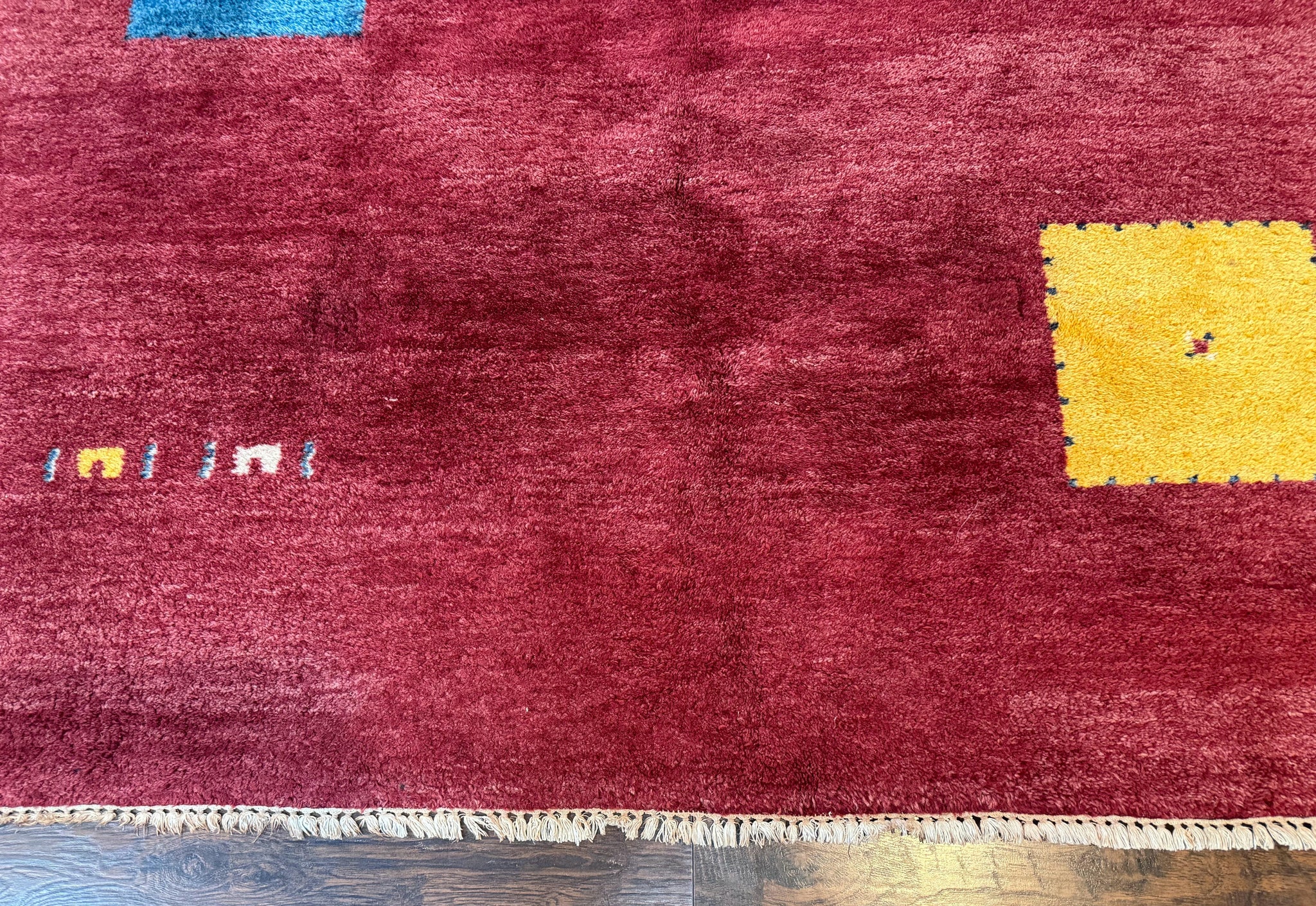 Modern Indo Persian Gabbeh Rug 7x10, Red, Tribal Area Rug by Jewel Rugs