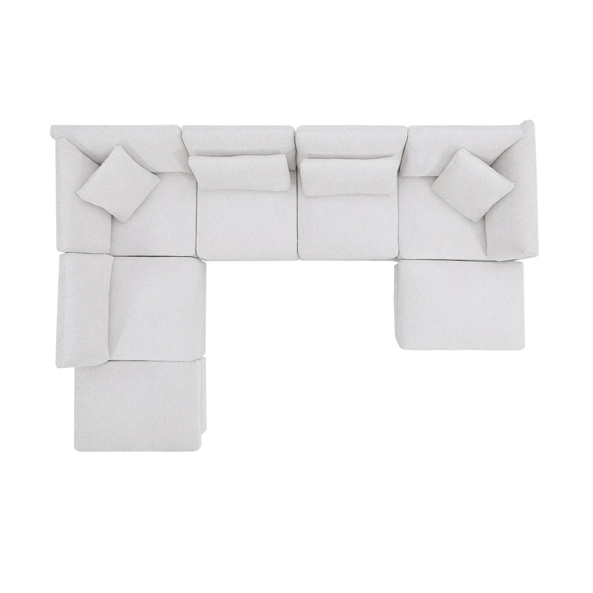 7-Piece Reversible Modular Corner Sectional Sofa - Beige by HouseOfZazla