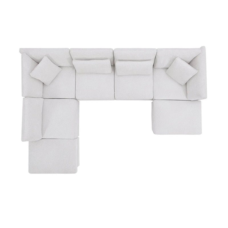 7-Piece Reversible Modular Corner Sectional Sofa - Beige by HouseOfZazla