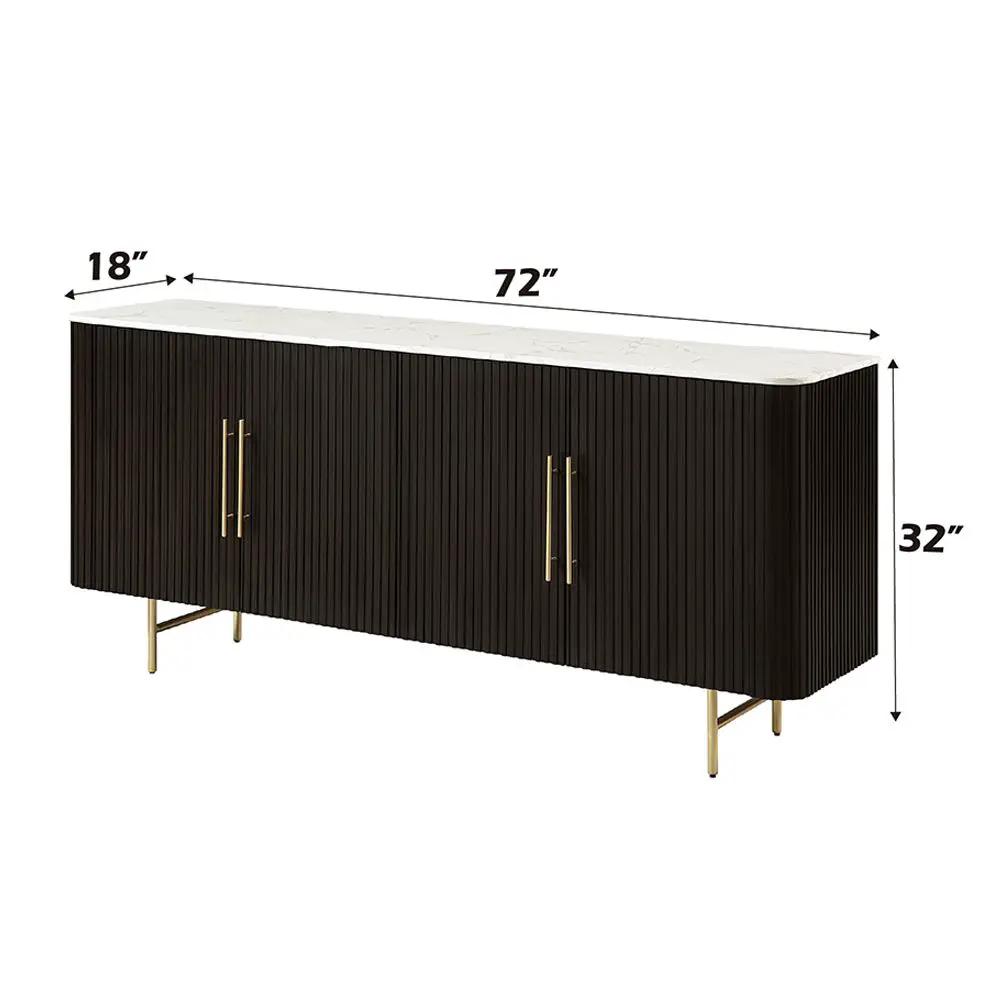 Clayten - Server - White Natural Marble Top & Espresso by Unique Piece Furniture