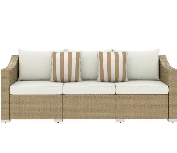 Outdoor Furniture Rattan Sofa with Cushions and Throw Pillows by HouseOfZazla