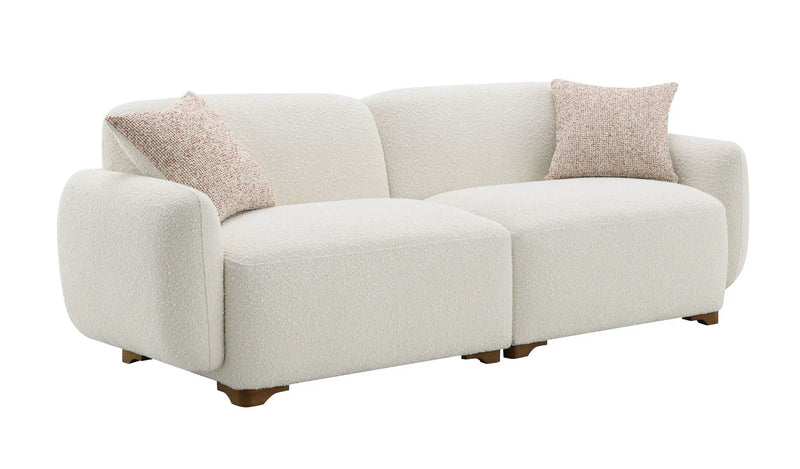Darius - Boucle Sofa With 2 Toss Pillows - Beige by HouseOfZazla