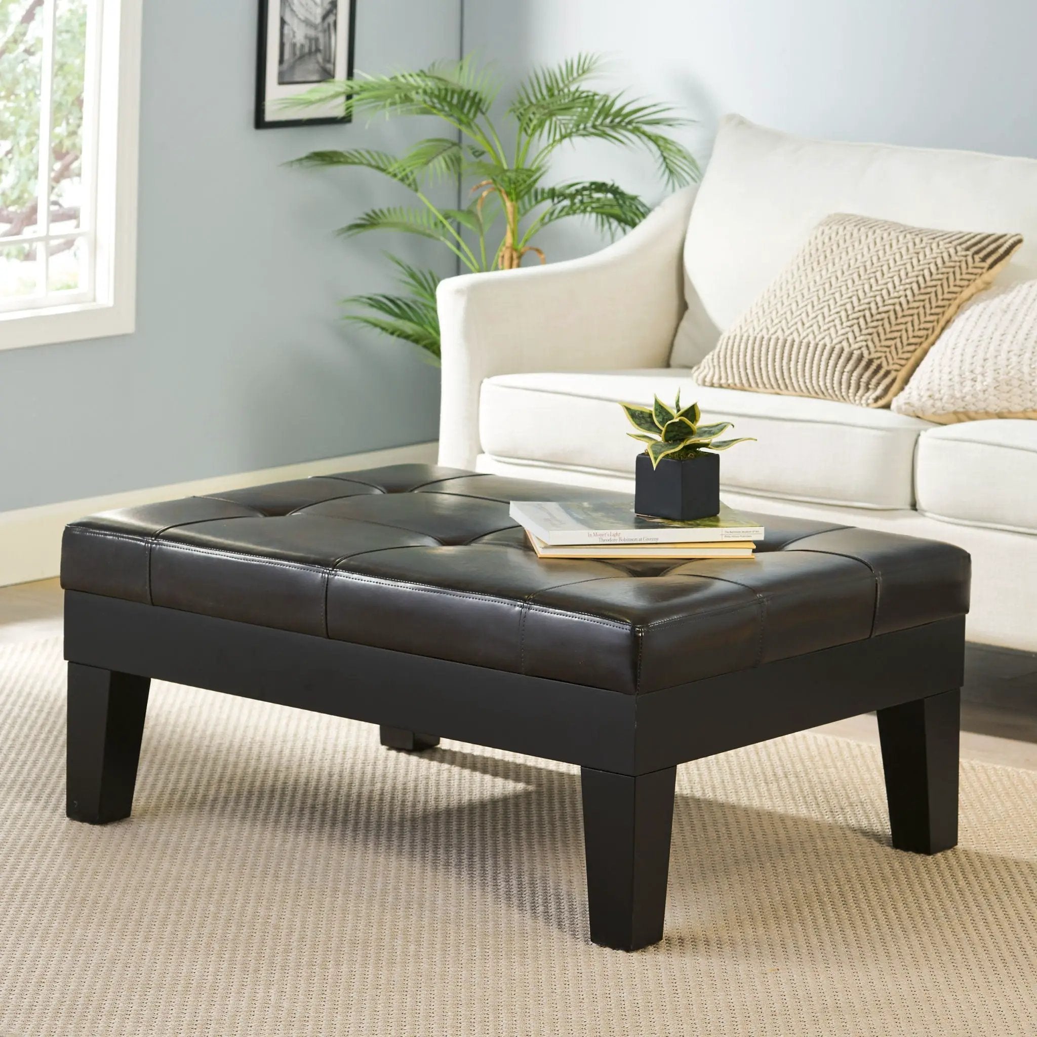 Chatham Ottoman With Drawer Leather Storage Solution - Dark Coffee by HouseOfZazla