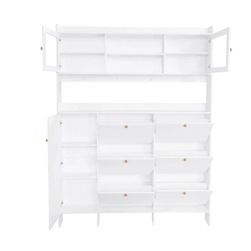 On Trend Multifunctional Tipping Bucket Shoe Cabinet With Storage Shelf & 6 Flip Drawers by HouseOfZazla
