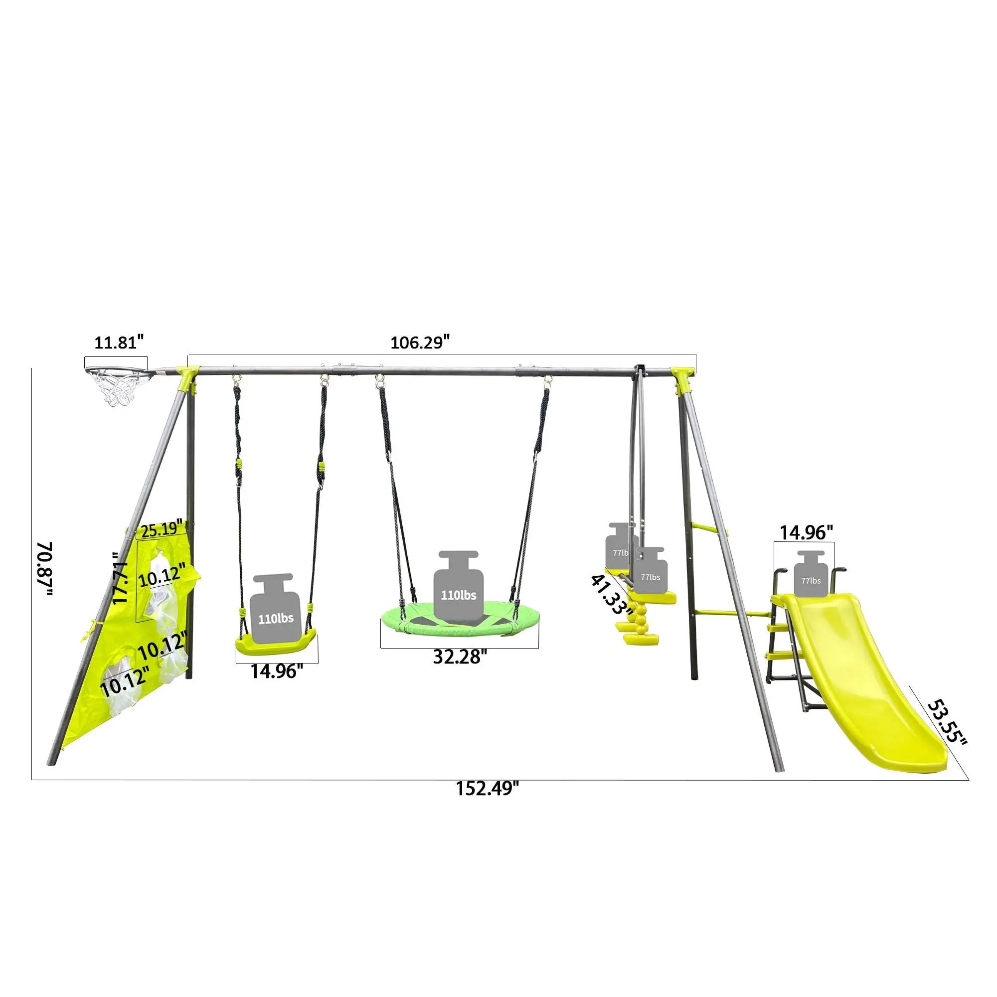Interesting Six Function Swingset With Net Swing Metal Plastic Safe Swing Set 440Lbs For Outdoor Playground For Age 3+ With 31.5" Net Swing - / by HouseOfZazla
