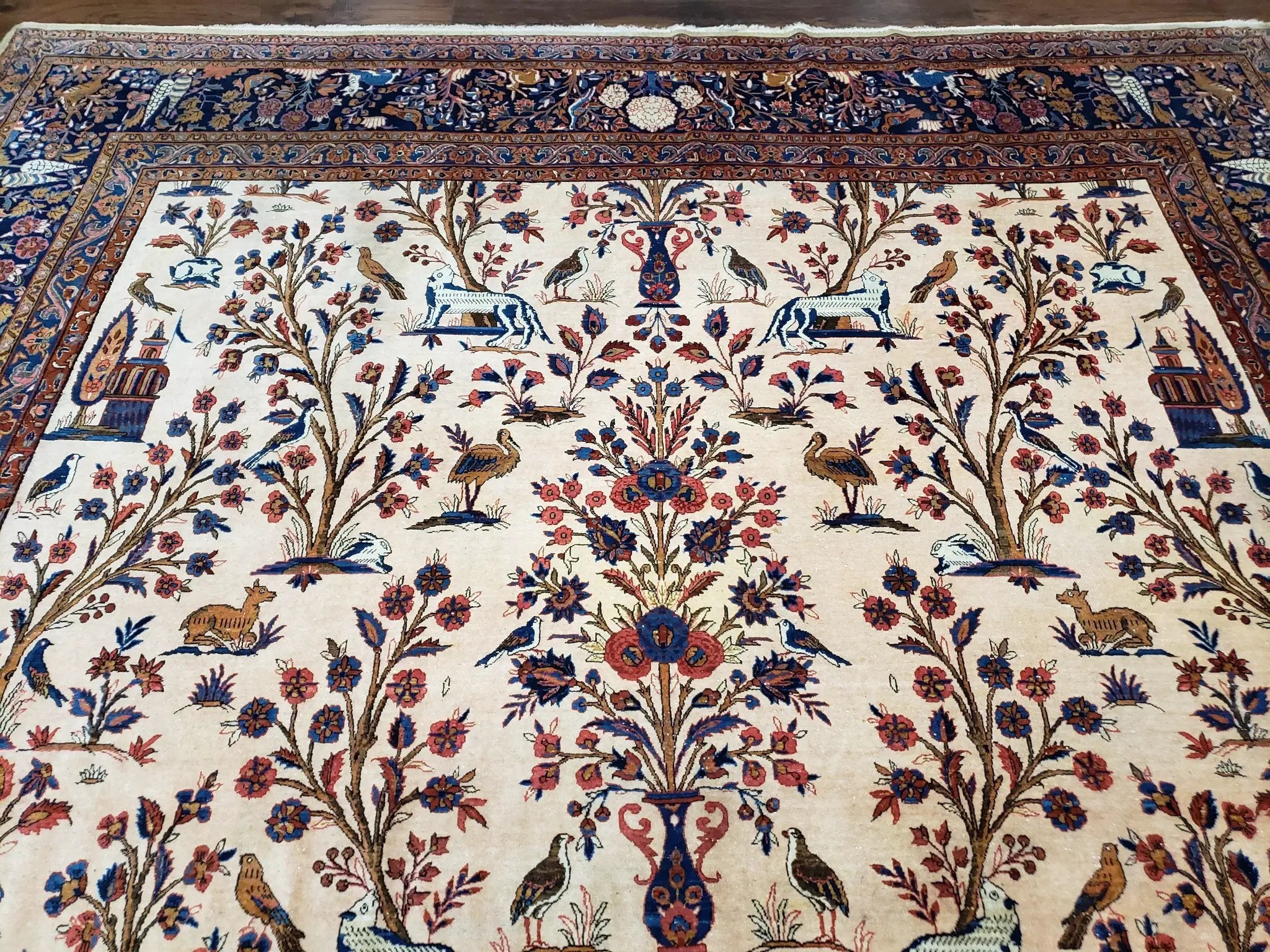 Antique Persian Kashan Tree of Life Rug 10x13 by Jewel Rugs
