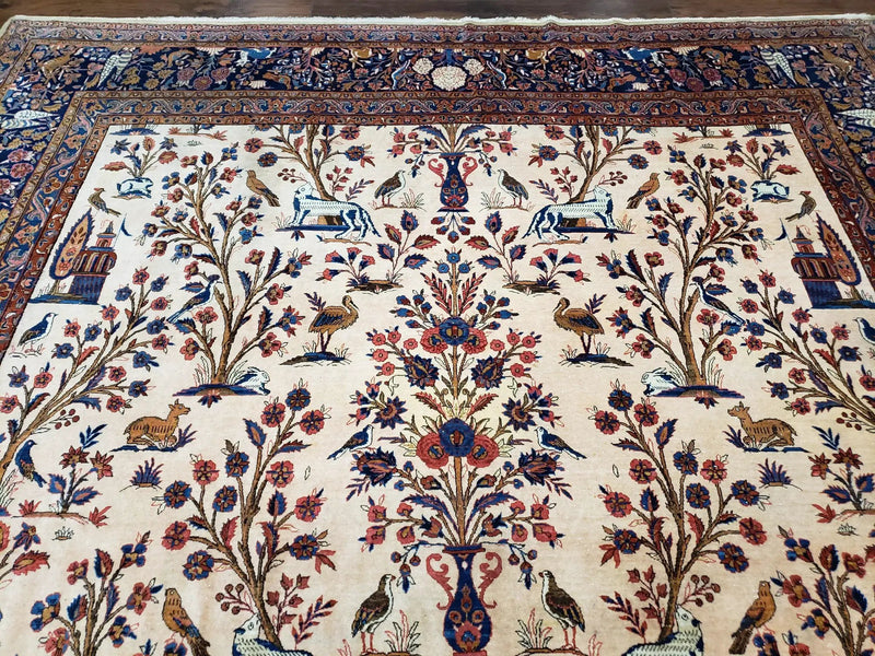 Antique Persian Kashan Tree of Life Rug 10x13 by Jewel Rugs