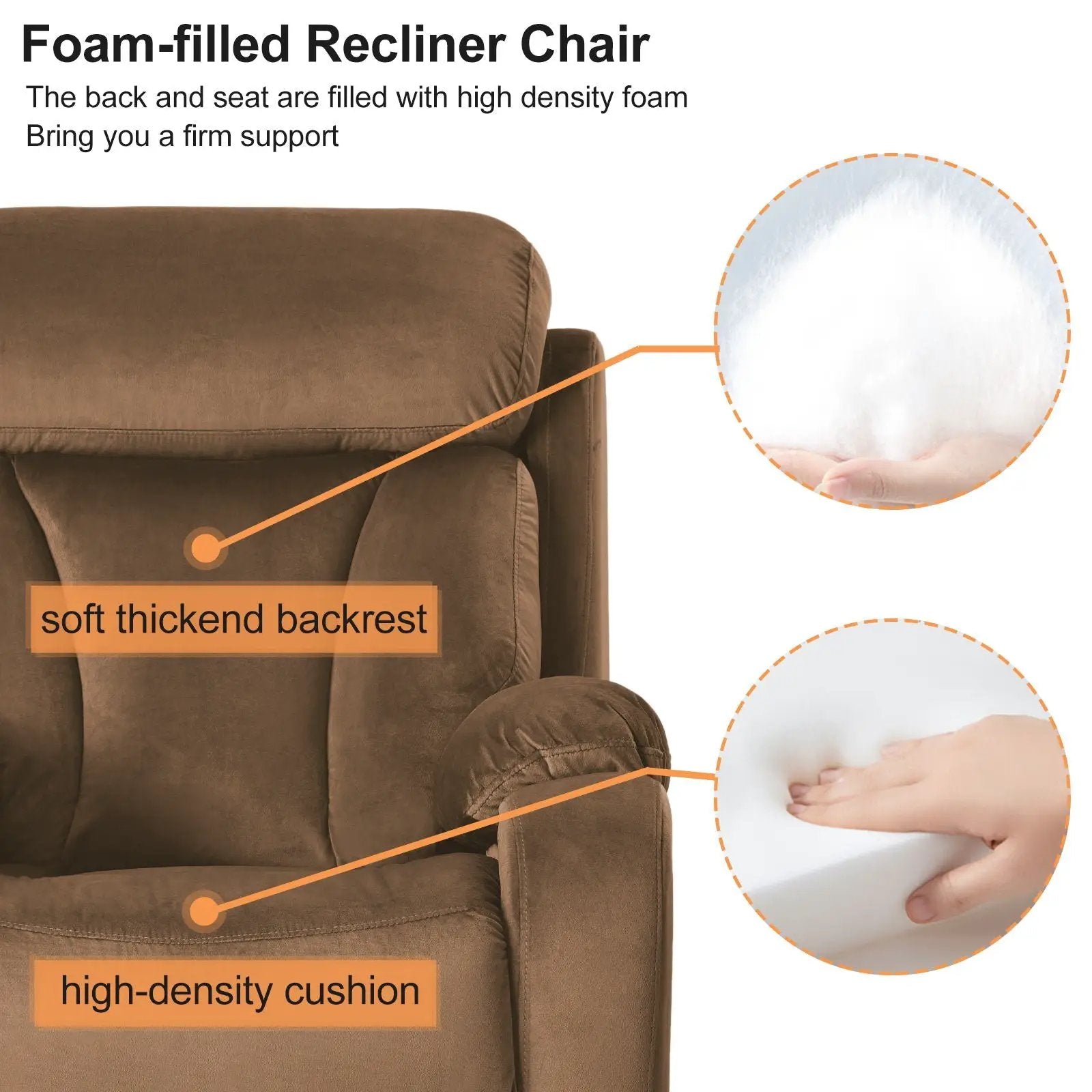 Lift Chair Recliner Power Remote Control Recliner Sofa Relax Soft Chair Anti - Skid Australia Cashmere Fabric Furniture Living Room - Brown by HouseOfZazla