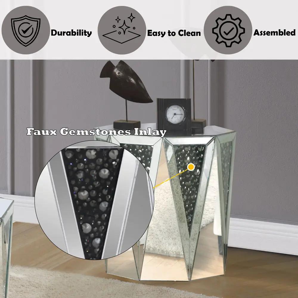 Nysa - End Table - Mirrored & Faux Crystals by Unique Piece Furniture