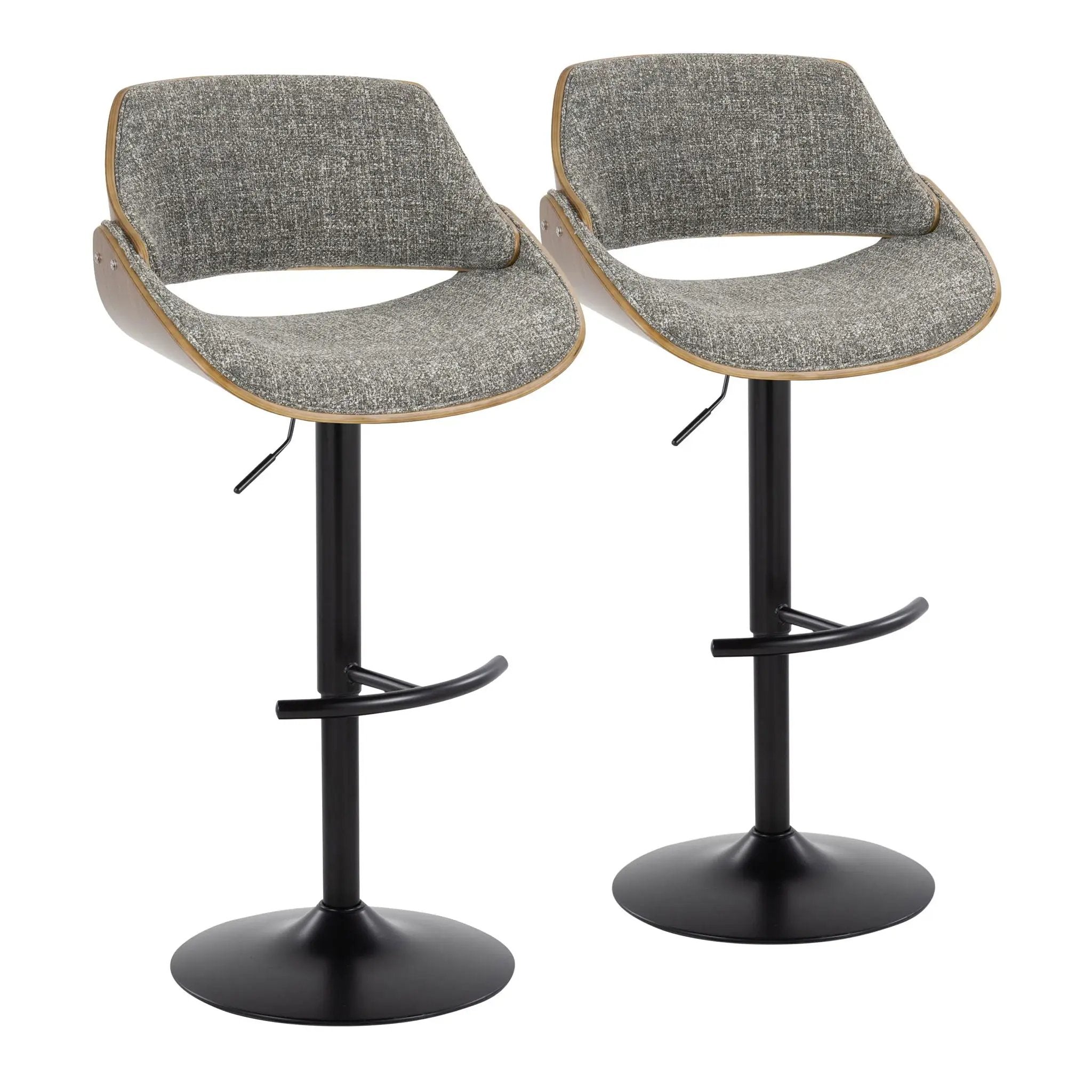 Fabrizzi - Mid Century Modern Adjustable BarStool With Rounded T Footrest (Set of 2) by Unique Piece Furniture
