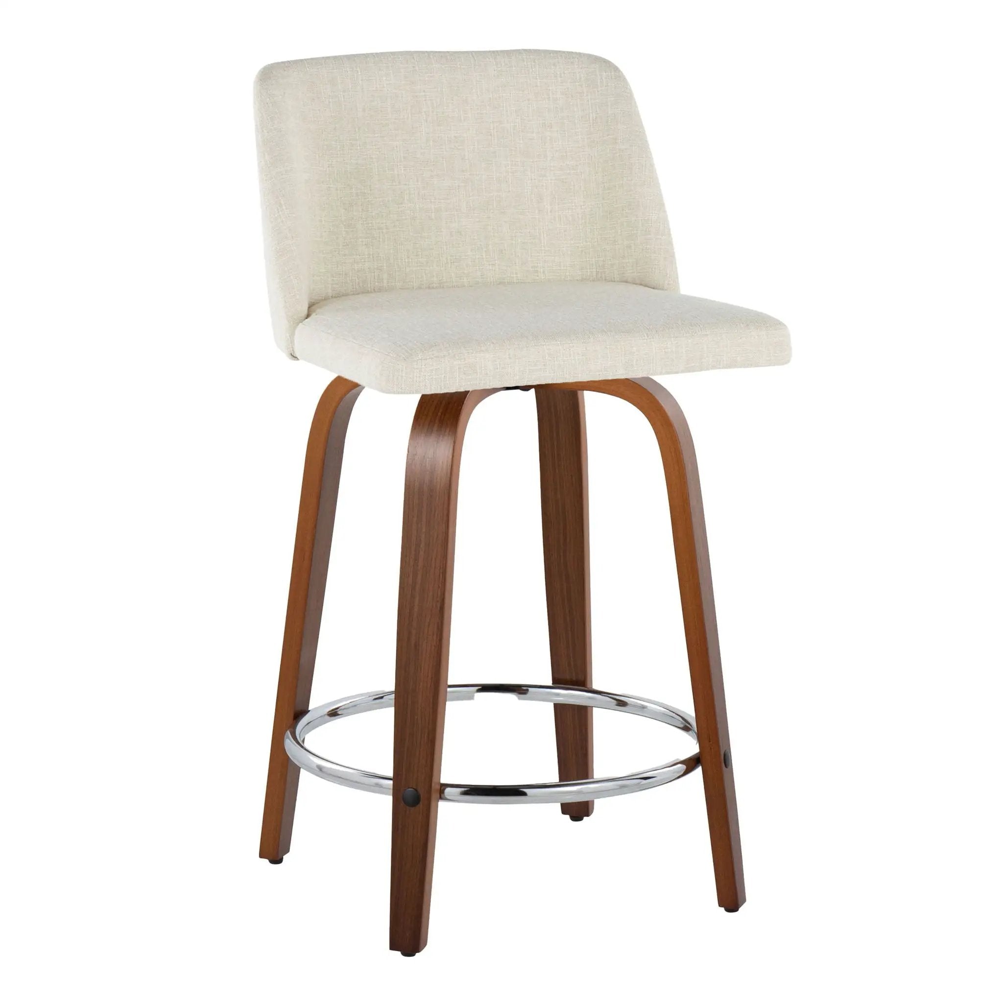 Toriano - Mid Century Modern Fixed Height Counter Stool With Swivel With Round Footrest (Set of 2) by HouseOfZazla