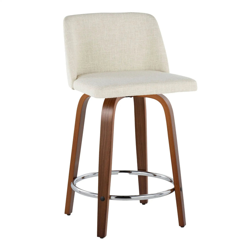 Toriano - Mid Century Modern Fixed Height Counter Stool With Swivel With Round Footrest (Set of 2) by HouseOfZazla
